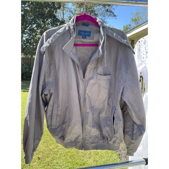 Towncraft Other - VTG Towncraft Bomber Jacket Men's L Gray Zip Up Epaulet Military Style 80s 90s